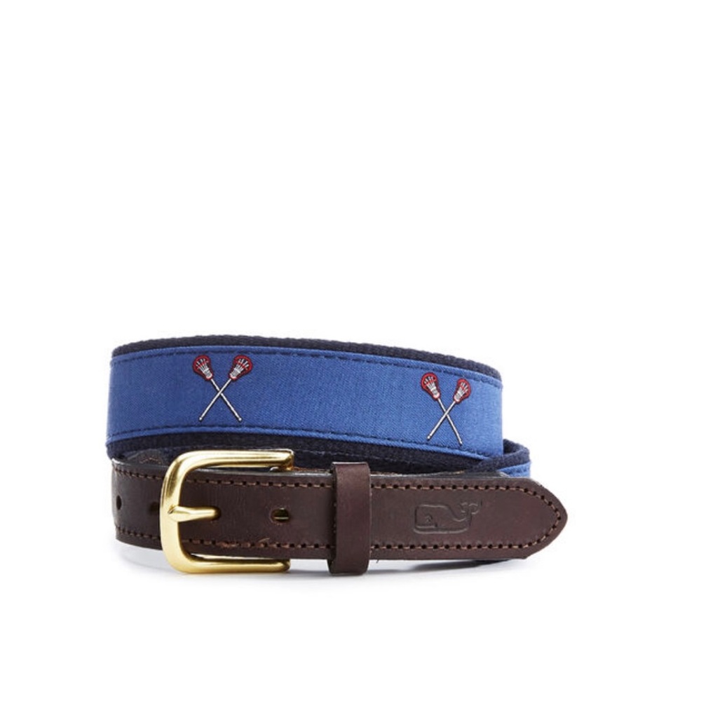Vineyard Vines Lacrosse Sticks Canvas and Leather Belt